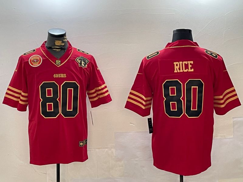 Men San Francisco 49ers #80 Rice Red Gold 2024 Nike Limited NFL Jersey style 12305->san francisco 49ers->NFL Jersey